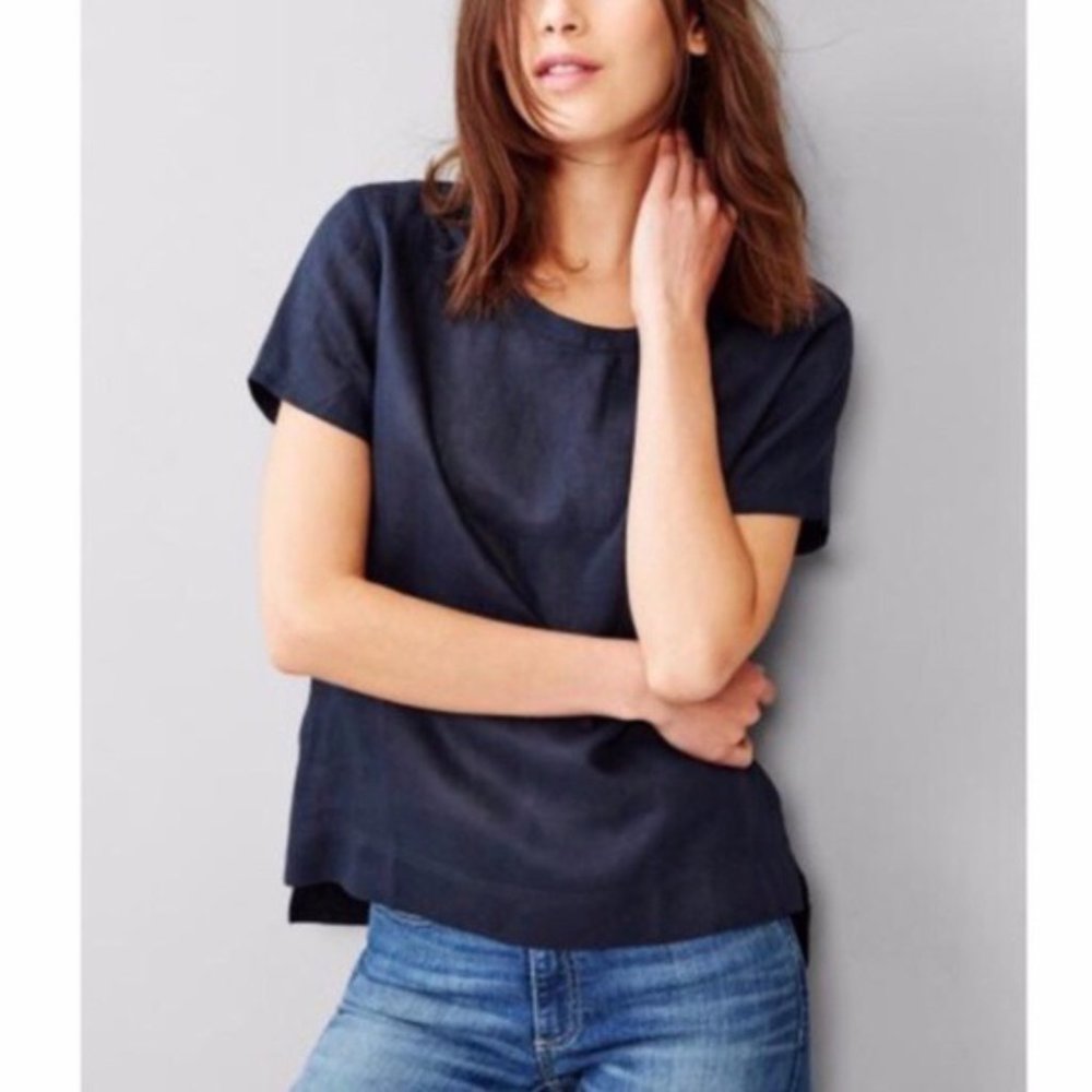 Gap Linen T-Shirt Blouse Navy